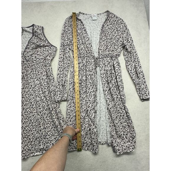 Oh Baby by Motherhood Maternity Large Nightgown Robe Set Purple Floral Cotton - Picture 5 of 10